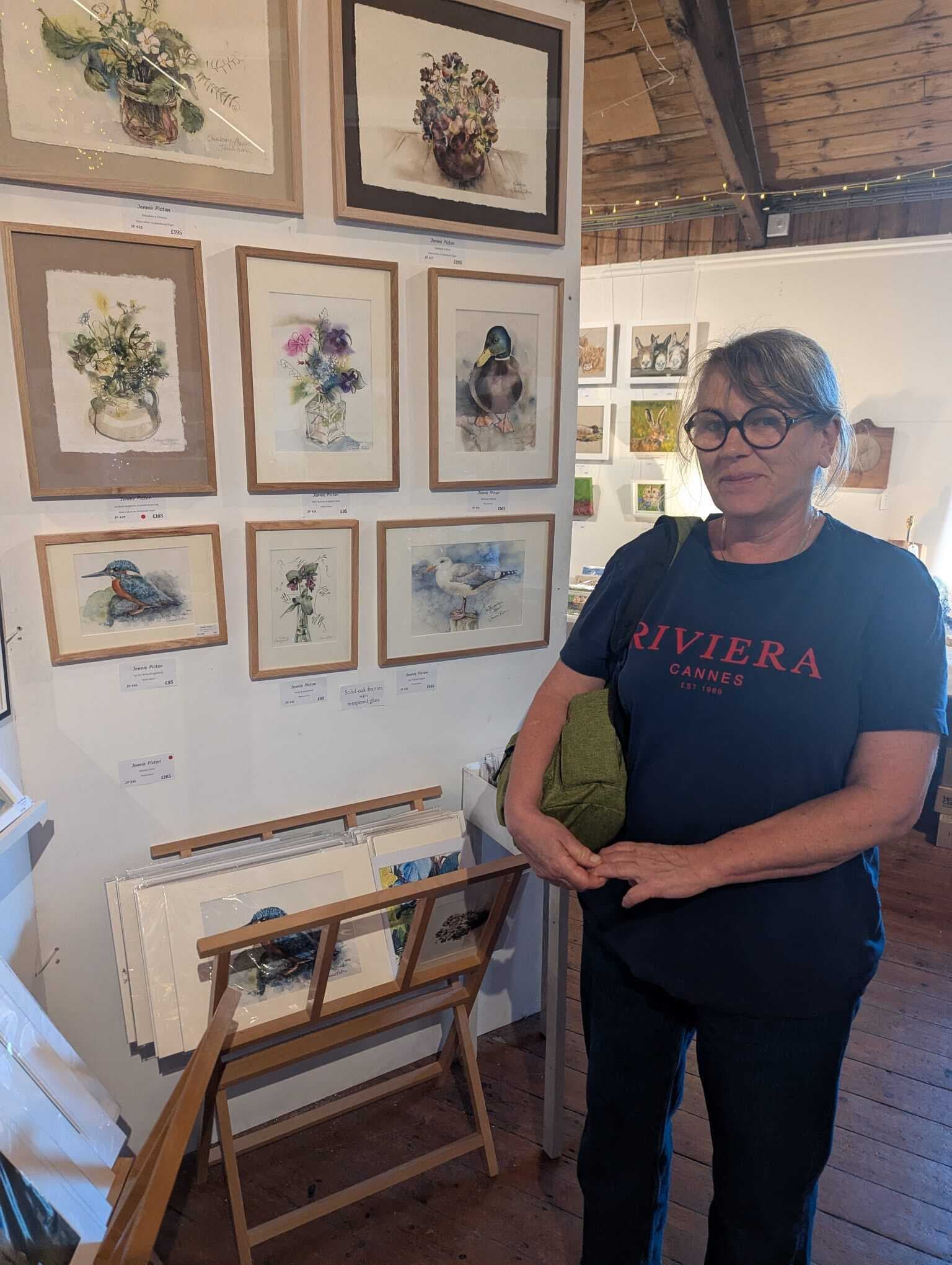 Jennie Picton with her artwork on display
